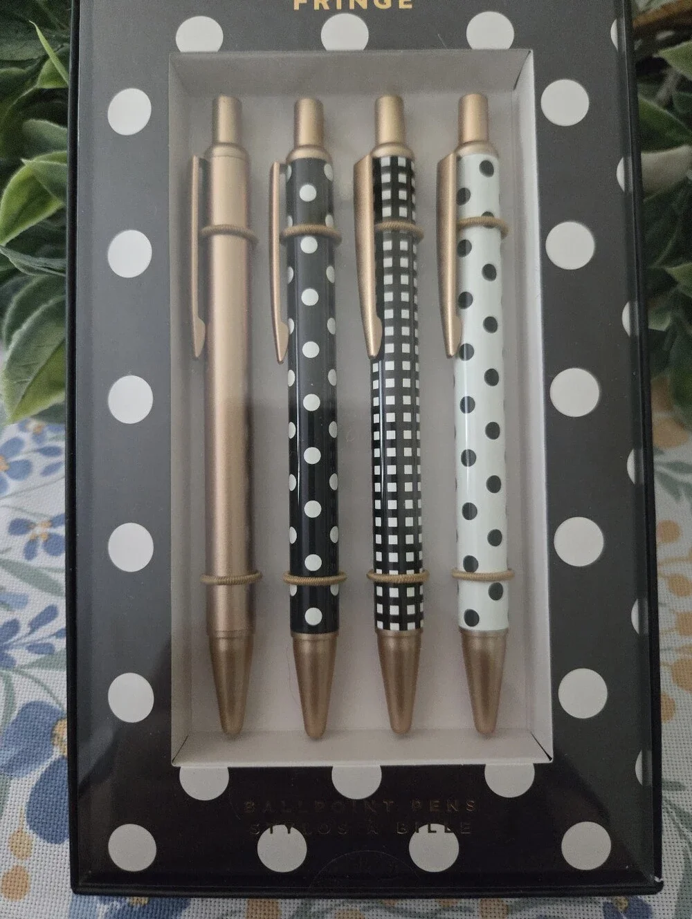 Fringe Studio Black & Rose Gold Polka Dot Ballpoint Pen Set & Journals